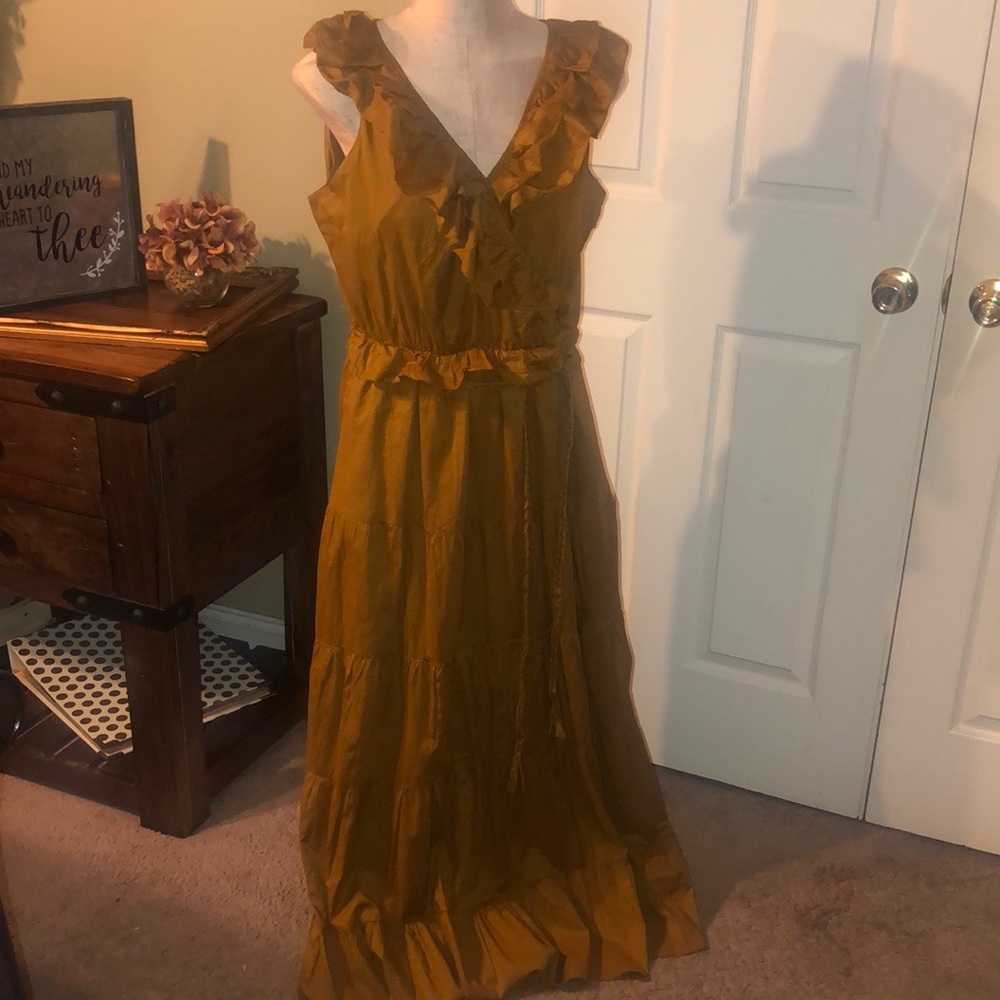 NWT J.Crew Ruffle-front Maxi Dress with Braided Belt, Sz 10